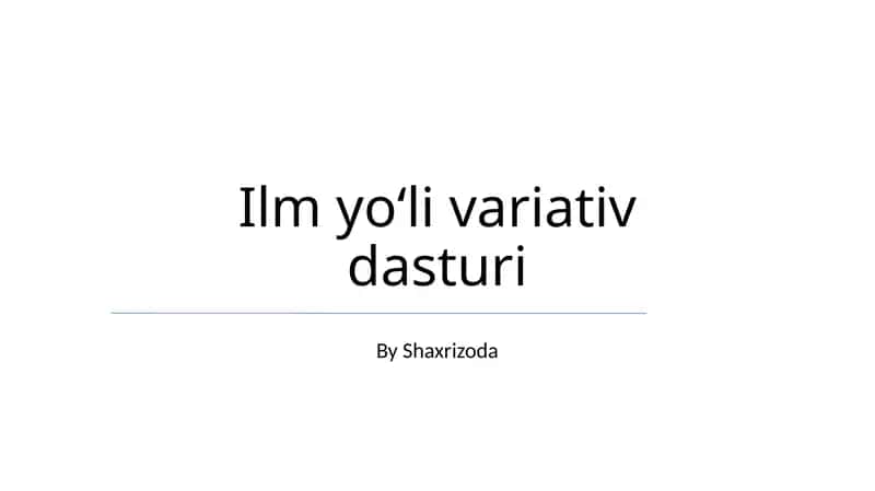 Ilm yoʻli variativ dasturi