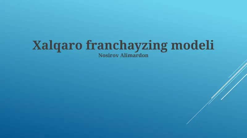 Xalqaro franchayzing modeli