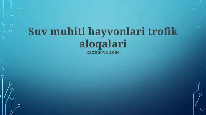 Suv muhiti hayvonlari trofik aloqalari