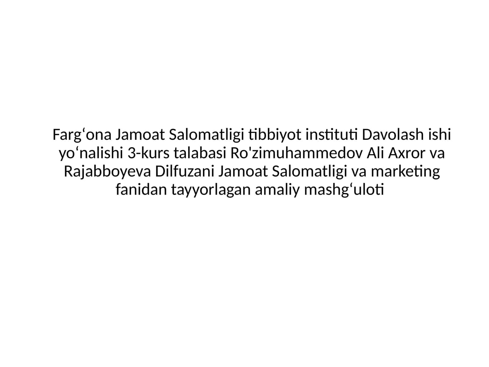 Aholi salomatligini yaxshilashda marketing xizmati o‘rni
