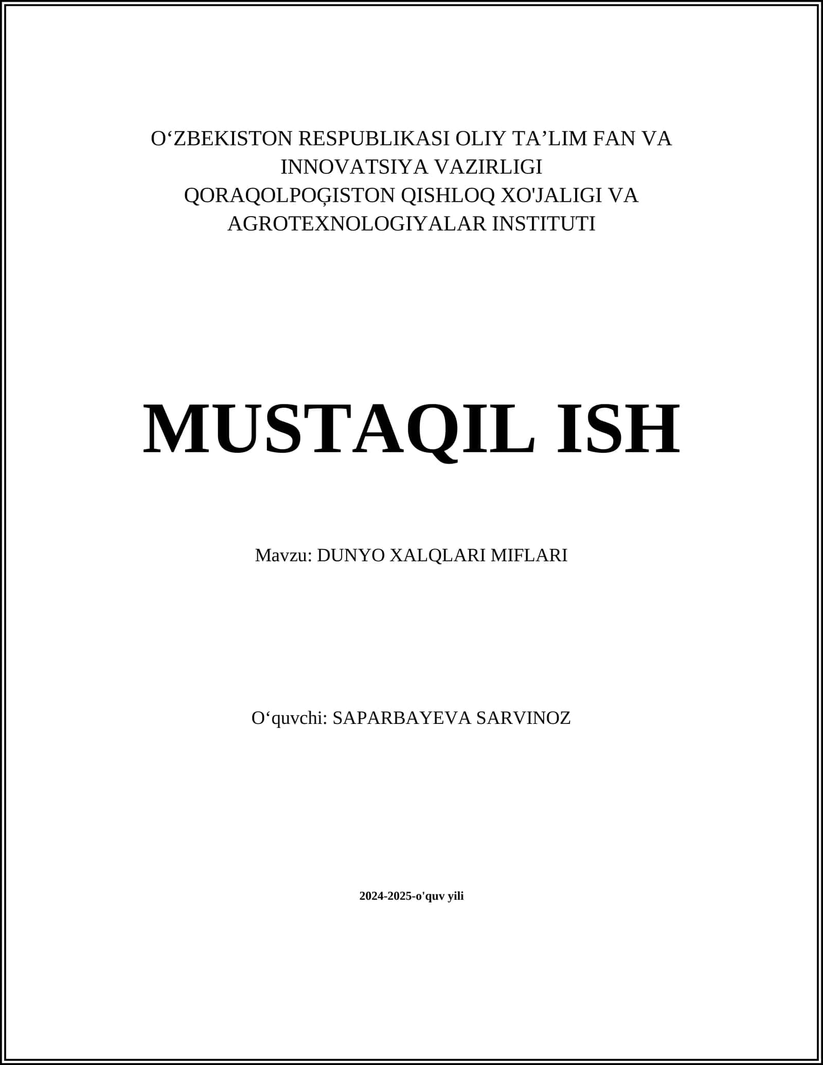 DUNYO XALQLARI MIFLARI