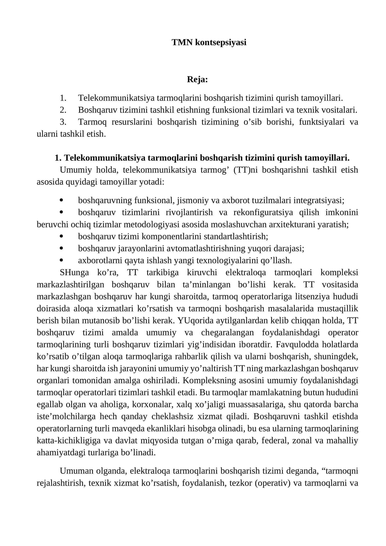 TMN kоntsеpsiyasi