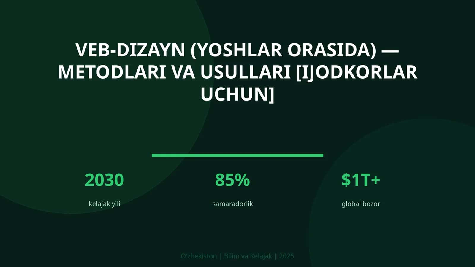 VEB-DIZAYN (YOSHLAR ORASIDA) — METODLARI VA USULLARI [IJODKORLAR UCHUN]