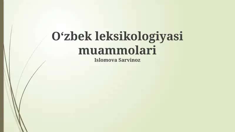 O‘zbek leksikologiyasi muammolari
