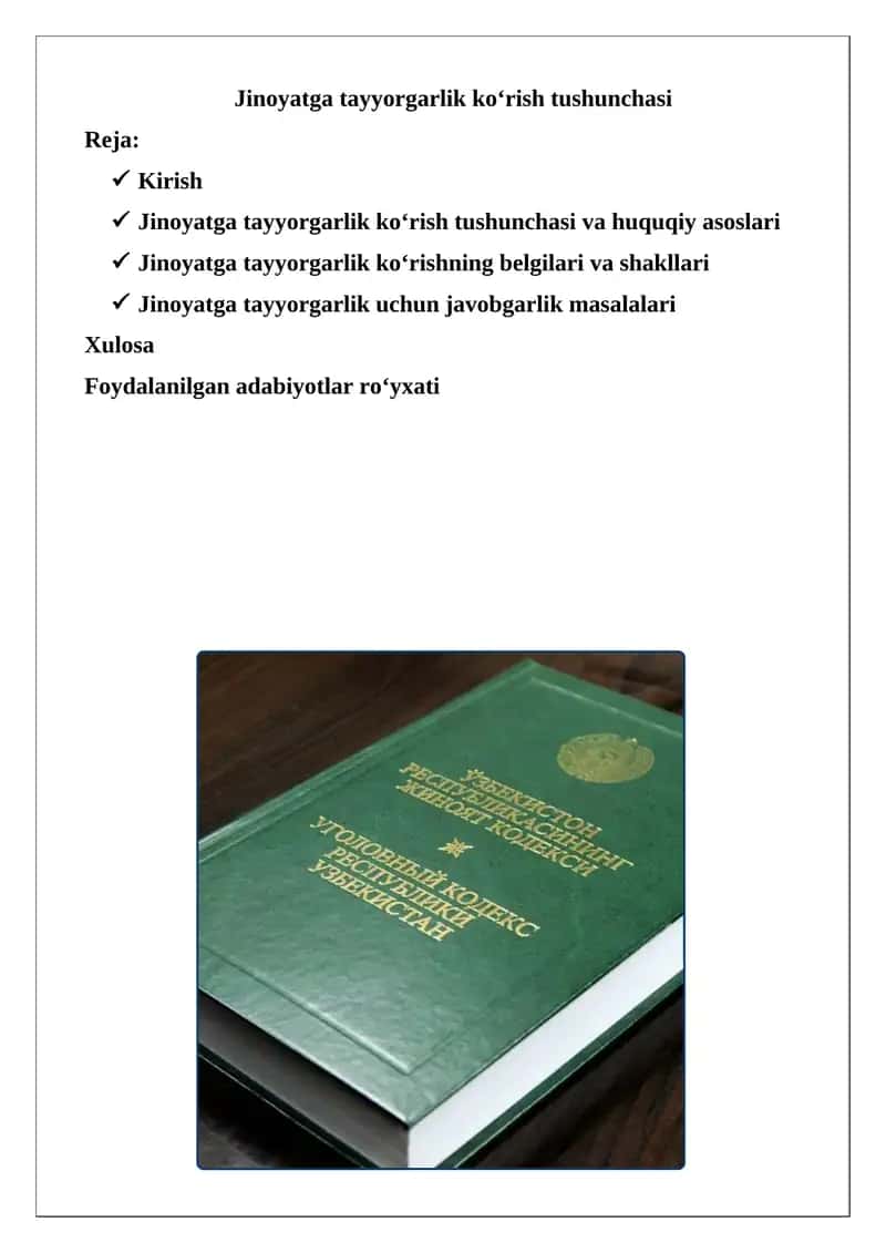 Jinoyatga tayyorgarlik ko‘rish