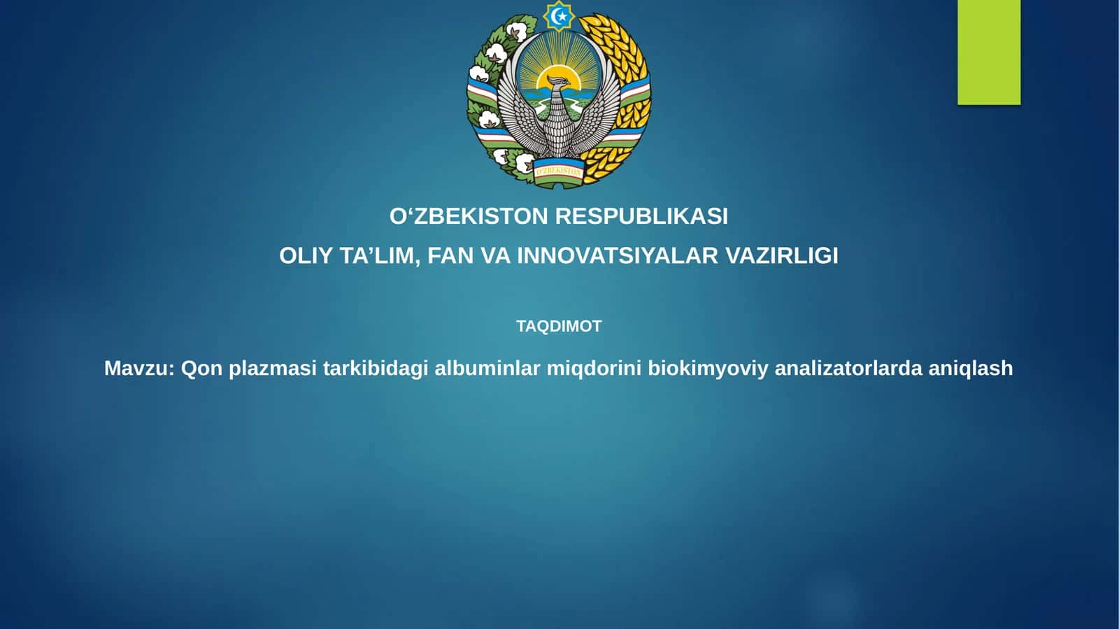Qonplazma sitarkibida gliserinni aniqlash