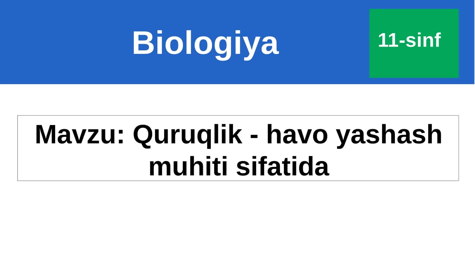 Quruqlik-havo yashash muhiti sifatida