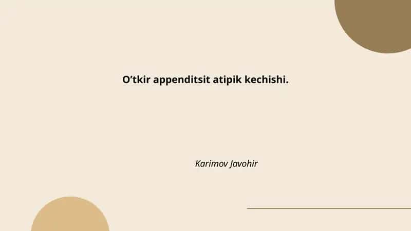 O'tkir appenditsit atipik kechishi