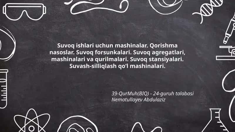 Suvoq ishlari uchun mashinalar