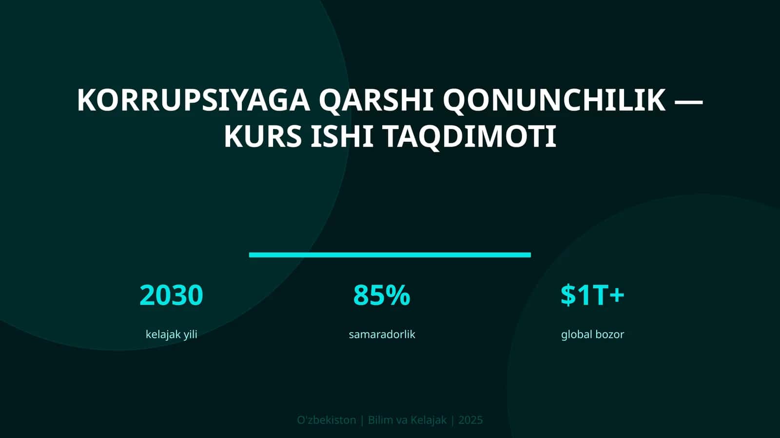 Korrupsiyaga qarshi qonunchilik — kurs ishi taqdimoti