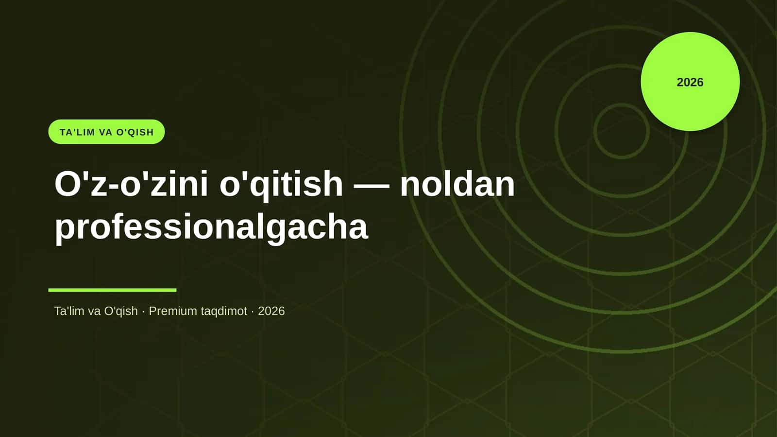 O'z-o'zini o'qitish — noldan professionalgacha