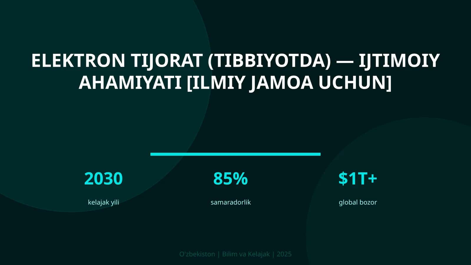 ELEKTRON TIJORAT (TIBBIYOTDA) — IJTIMOIY AHAMIYATI [ILMIY JAMOA UCHUN]