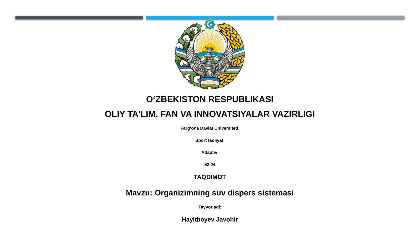Organizimning suv dispers sistemasi