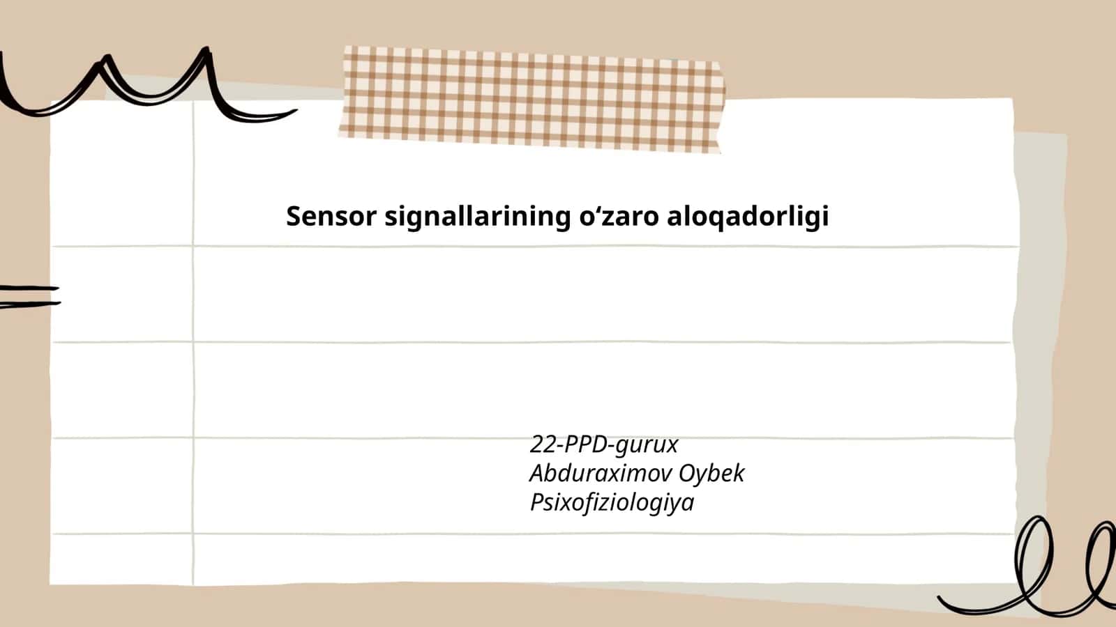 Sensor signallarining oʻzaro aloqadorligi
