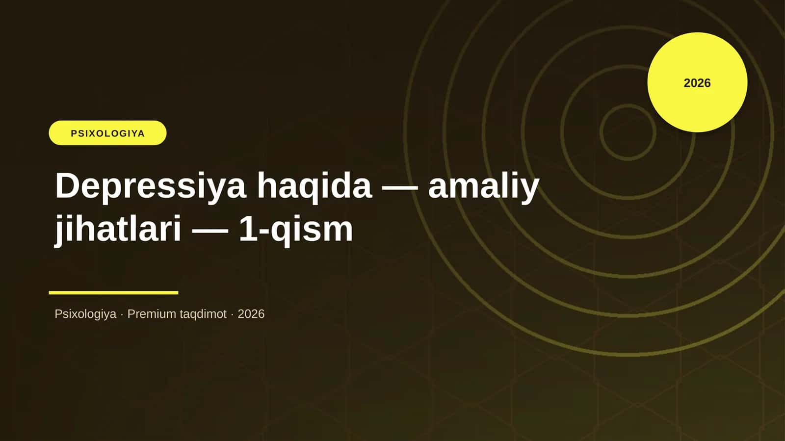 Depressiya haqida — amaliy jihatlari — 1-qism