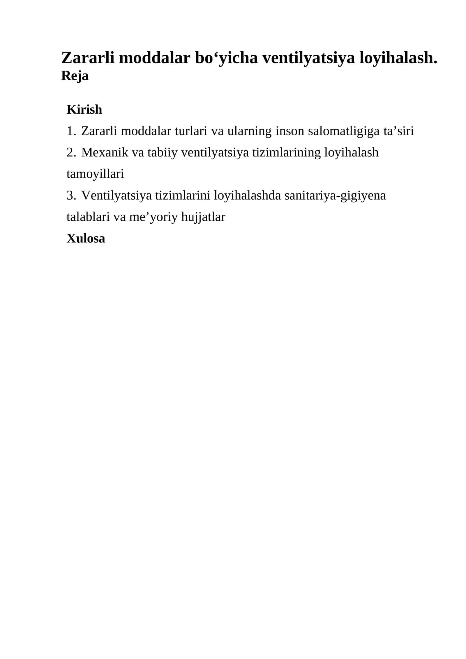 Zararli moddalar turlari va ularning inson salomatligiga ta’siri