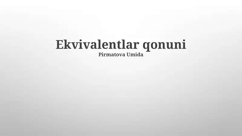 Ekvivalentlar qonuni