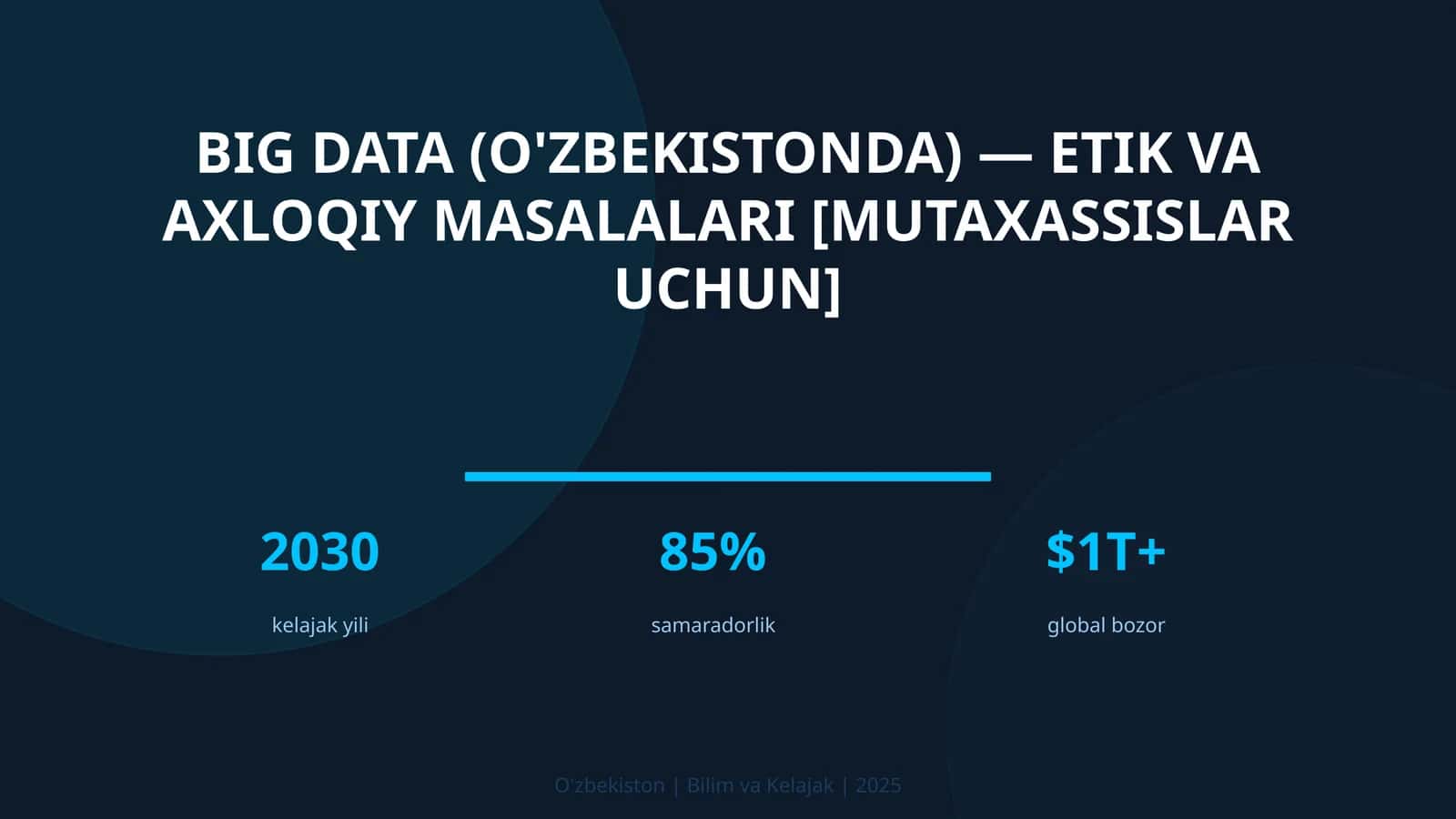 Big Data (O'zbekistonda) — etik va axloqiy masalalari [mutaxassislar uchun]