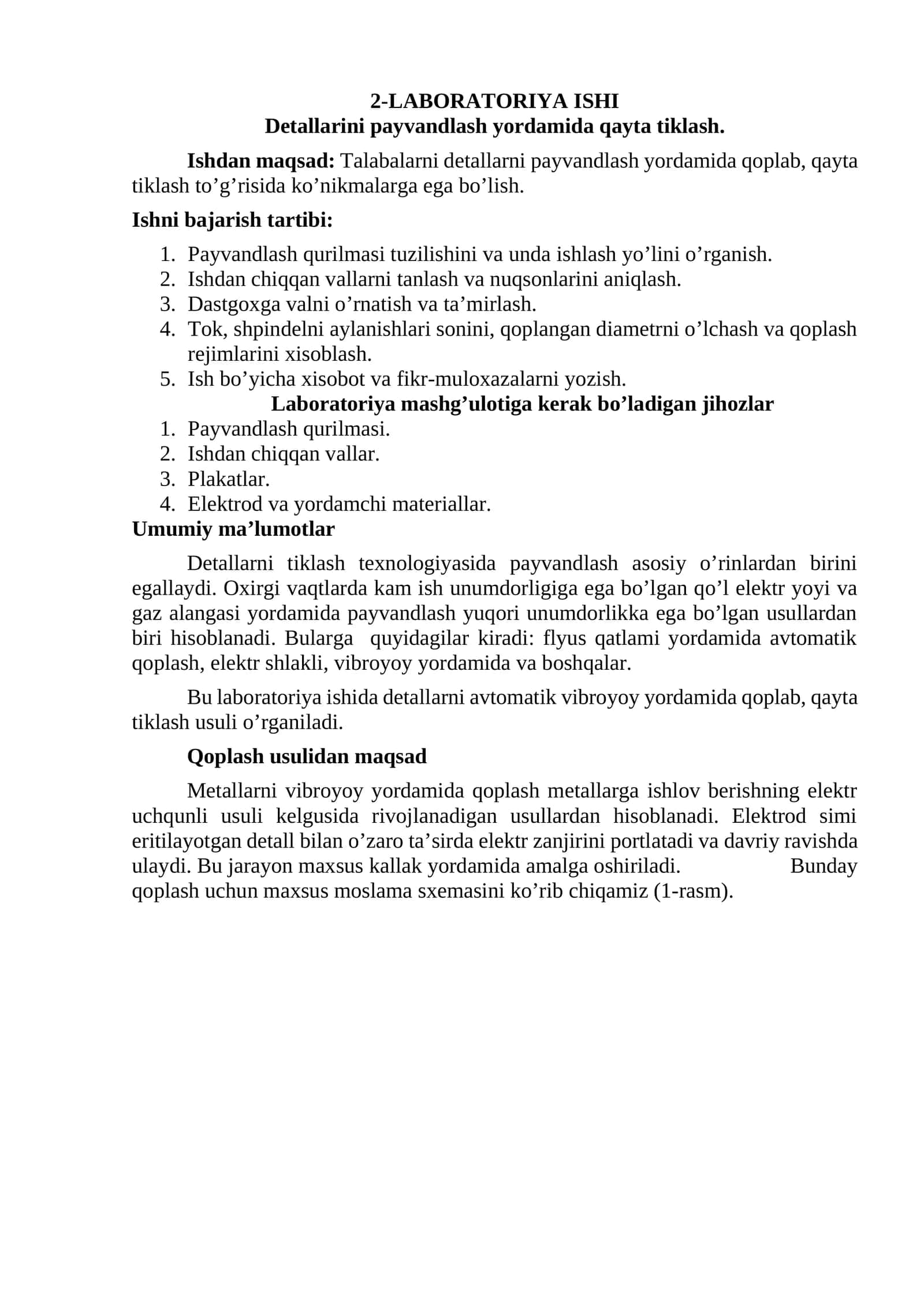Detallarini payvandlash yordamida qayta tiklash.