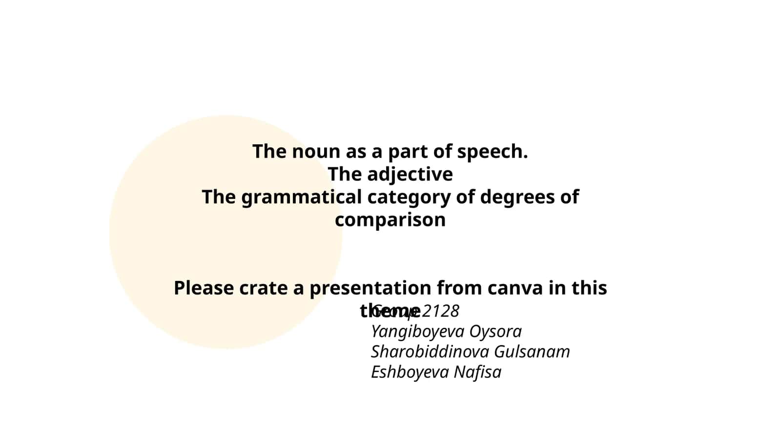 Presentation on Parts of Speech