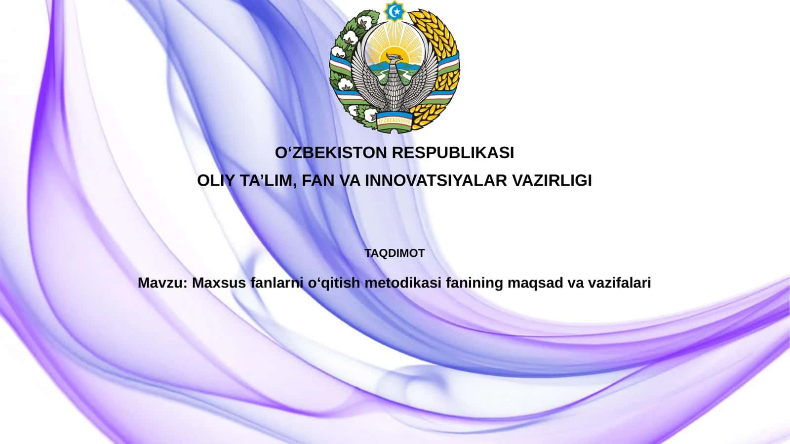 Maxsusfanlarni o'qitish metodikasining maqsadi va vazifalari