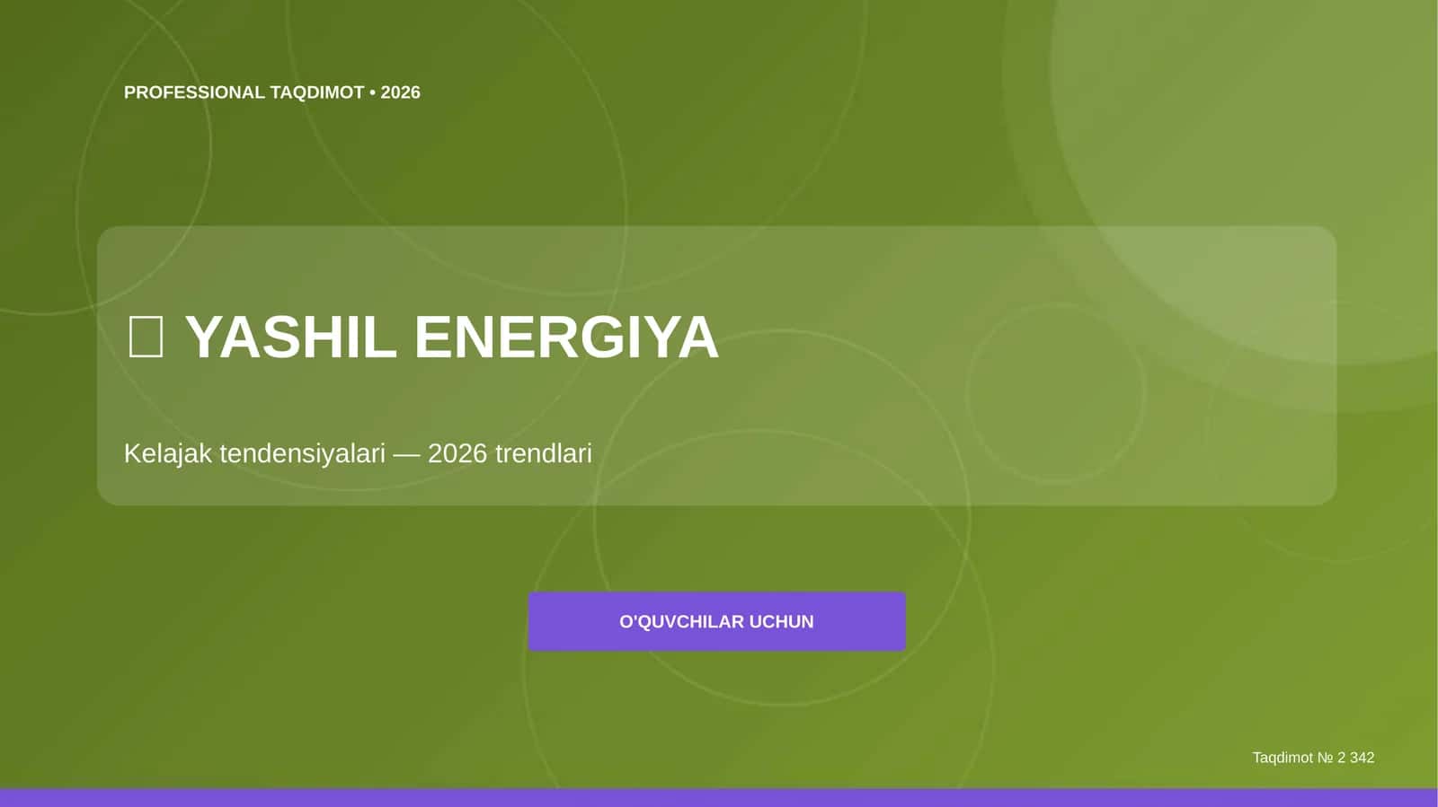 Yashil energiya: kelajak tendensiyalari (2026 trendlari)