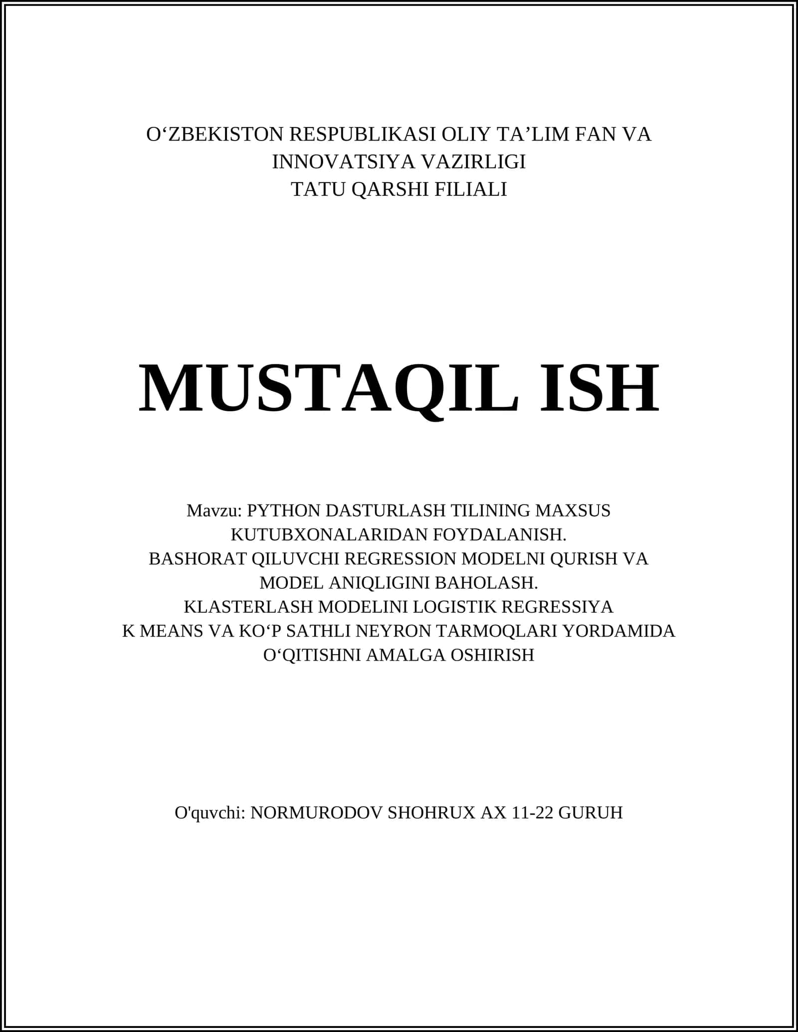 PYTHON DASTURLASH TILINING MAXSUS KUTUBXONALARIDAN FOYDALANISH