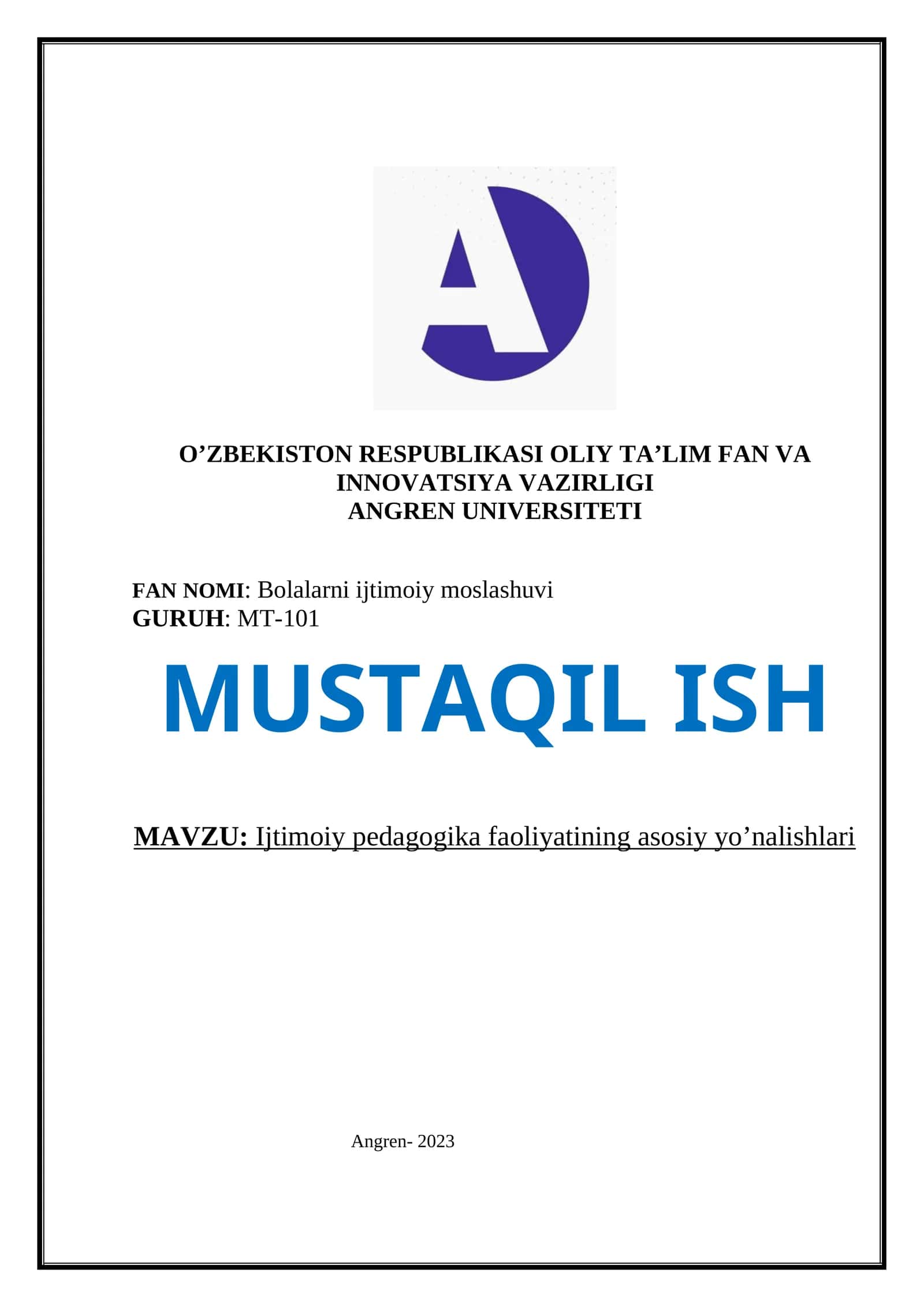 Ijtimoiy pedagogika faoliyatining asosiy yo’nalishlari