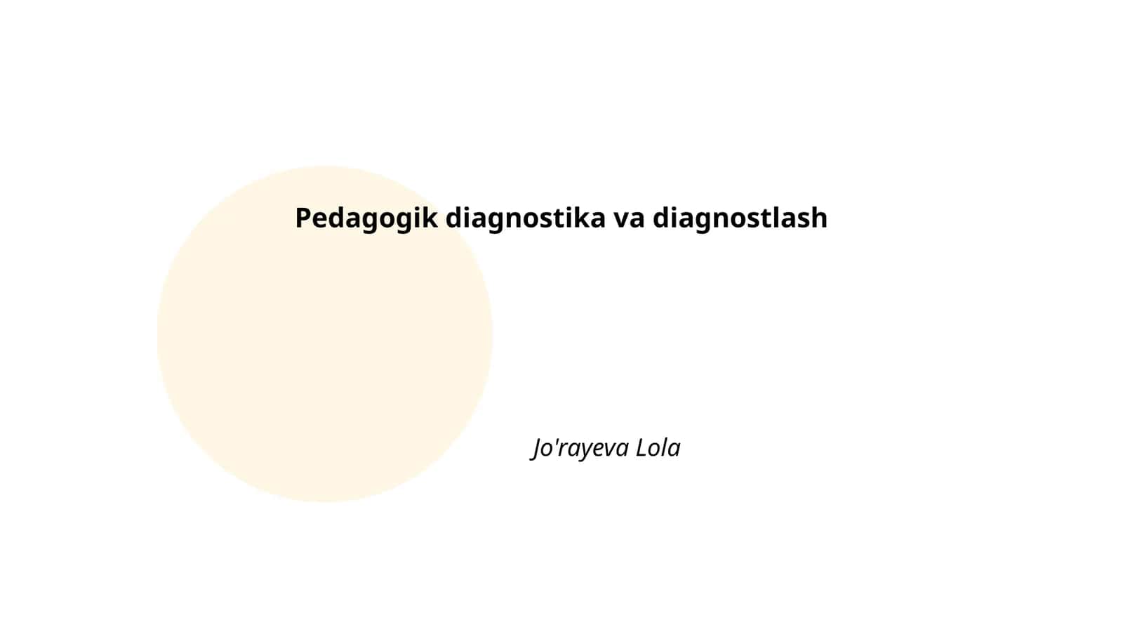 Pedagogik diagnostika va diagnostlash