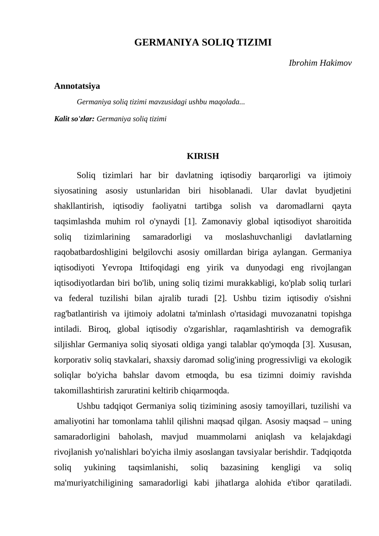 GERMANIYA SOLIQ TIZIMI