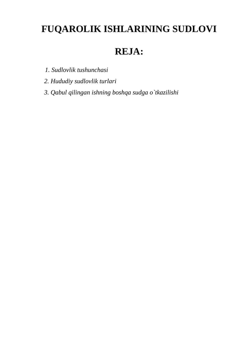 FUQAROLIK ISHLARINING SUDLOVI