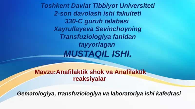 Anafilaktik shok va Anafilaktik reaksiyalar
