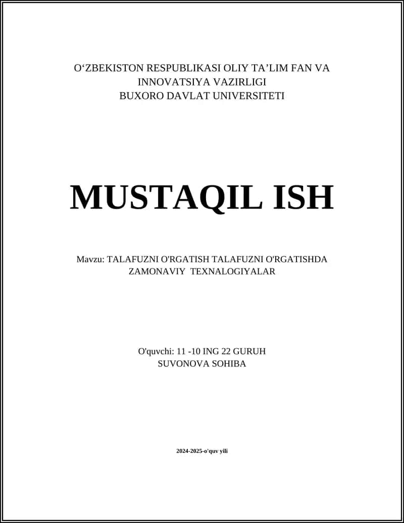 Nutqni Sintez Qilish Texnologiyalari
