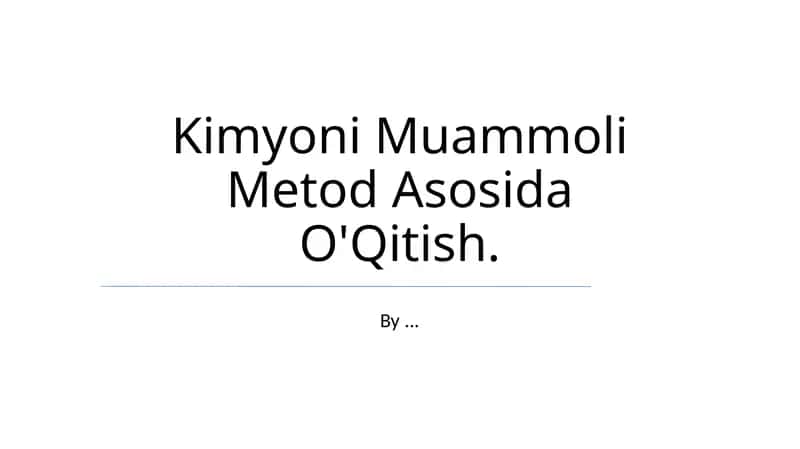 Kimyoni Muammoli Metod Asosida O'Qitish