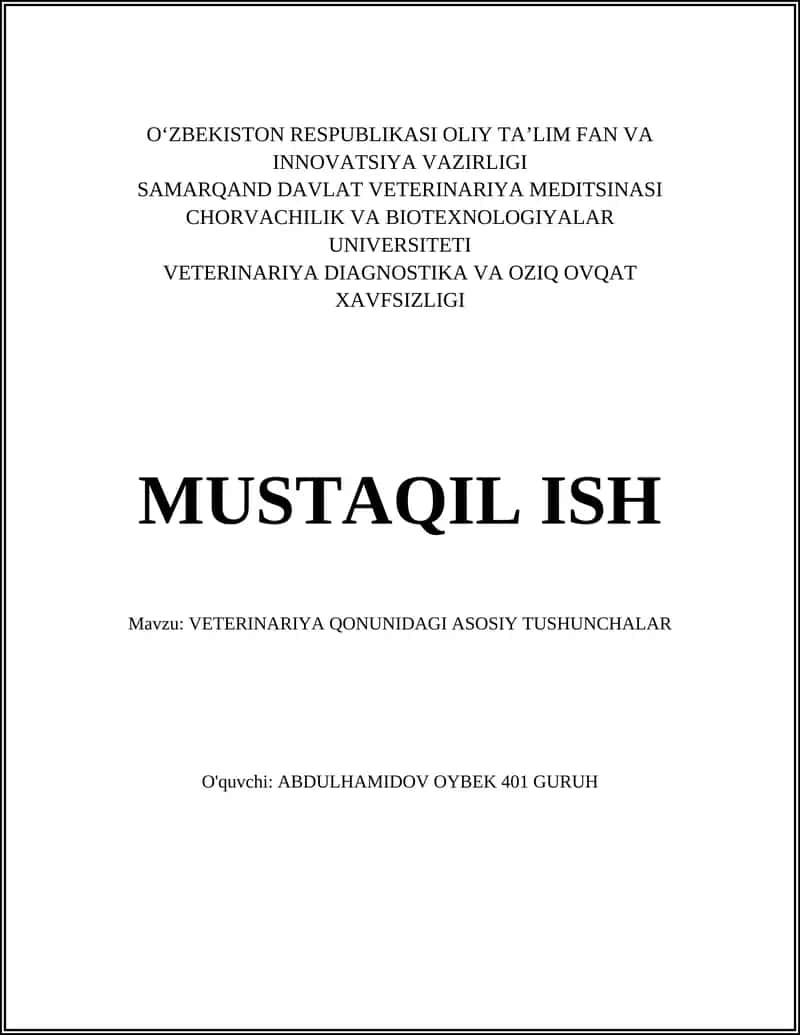 Veterinariya Qonunchiligi Tarixi