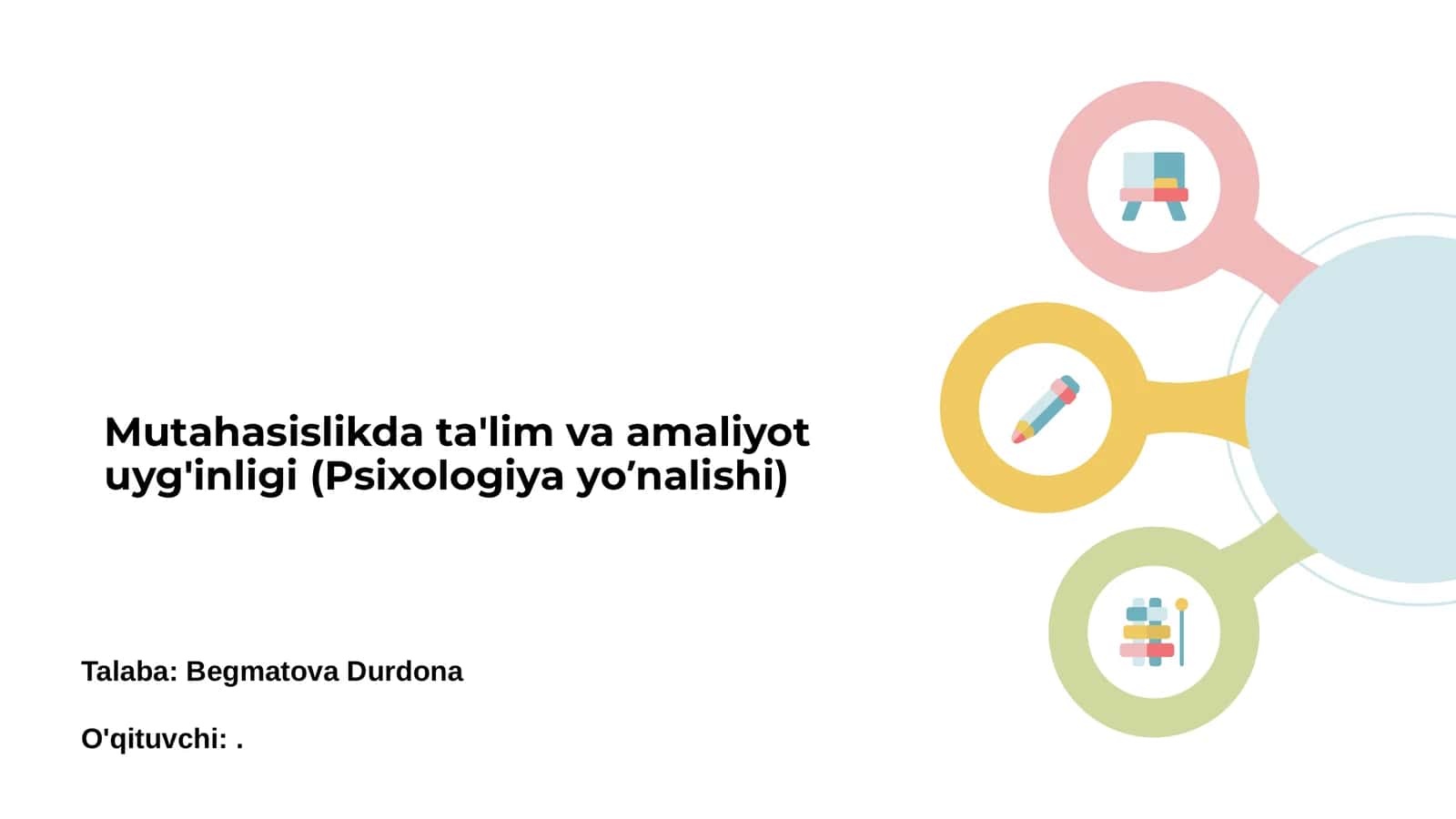 Mutahasislikda ta'lim va amaliyot uyg'inligi (Psixologiya yo’nalishi)