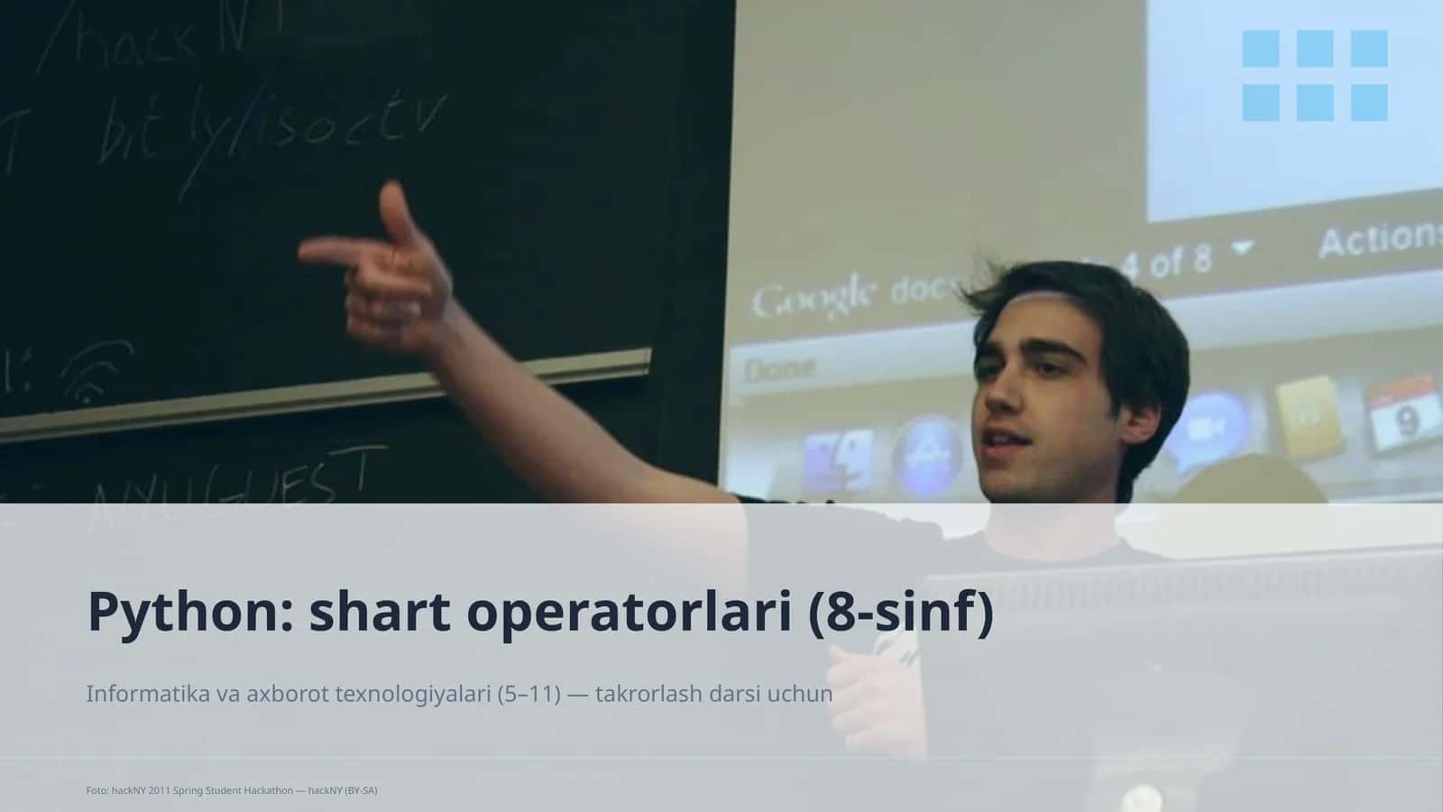 Python: shart operatorlari (8-sinf)