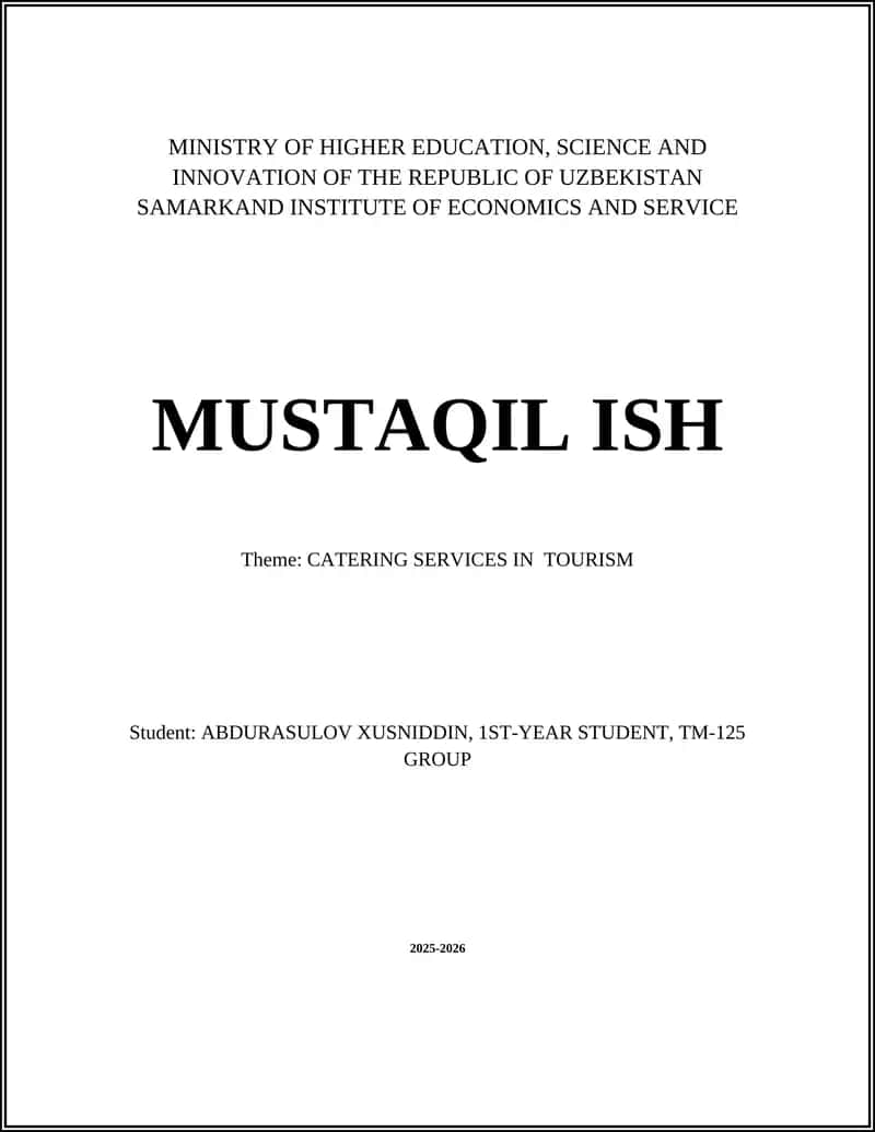 Role of Catering Services in Tourism Development