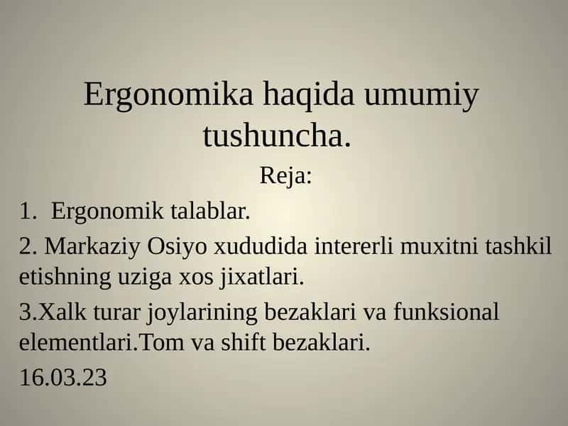 Ergonomik tashqi va ichki dizayn