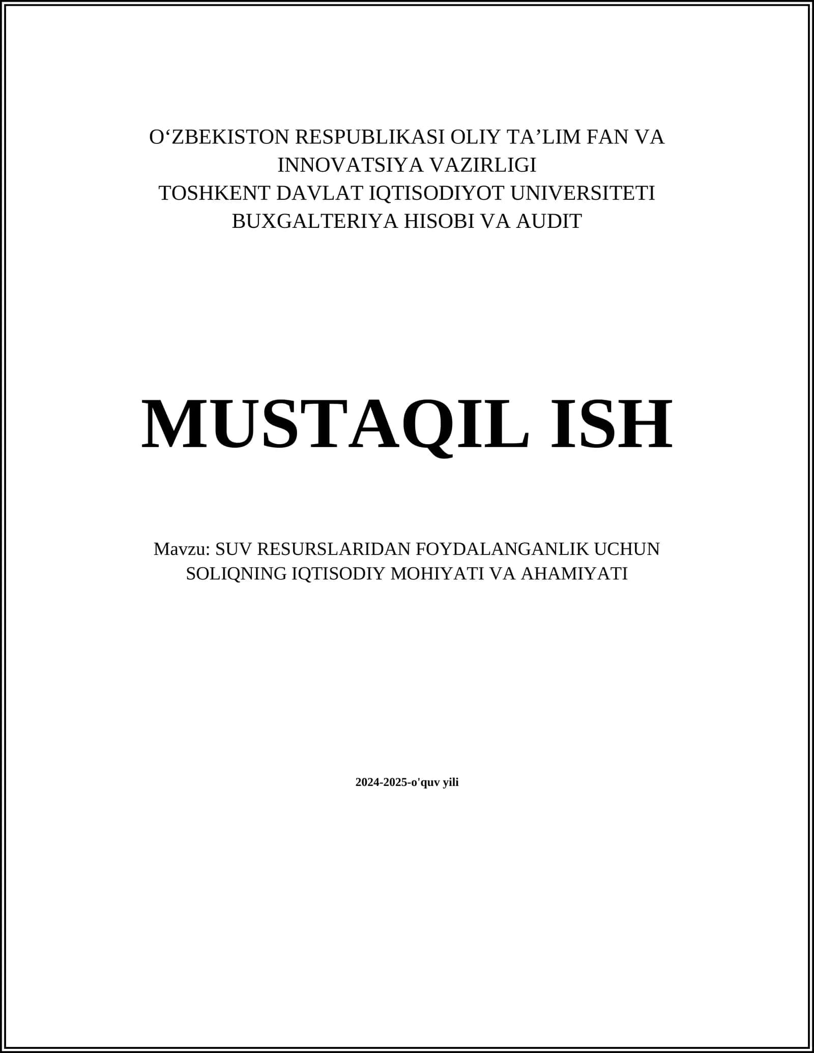 SOLIQNING IQTISODIY MOHIYATI VA AHAMIYATI
