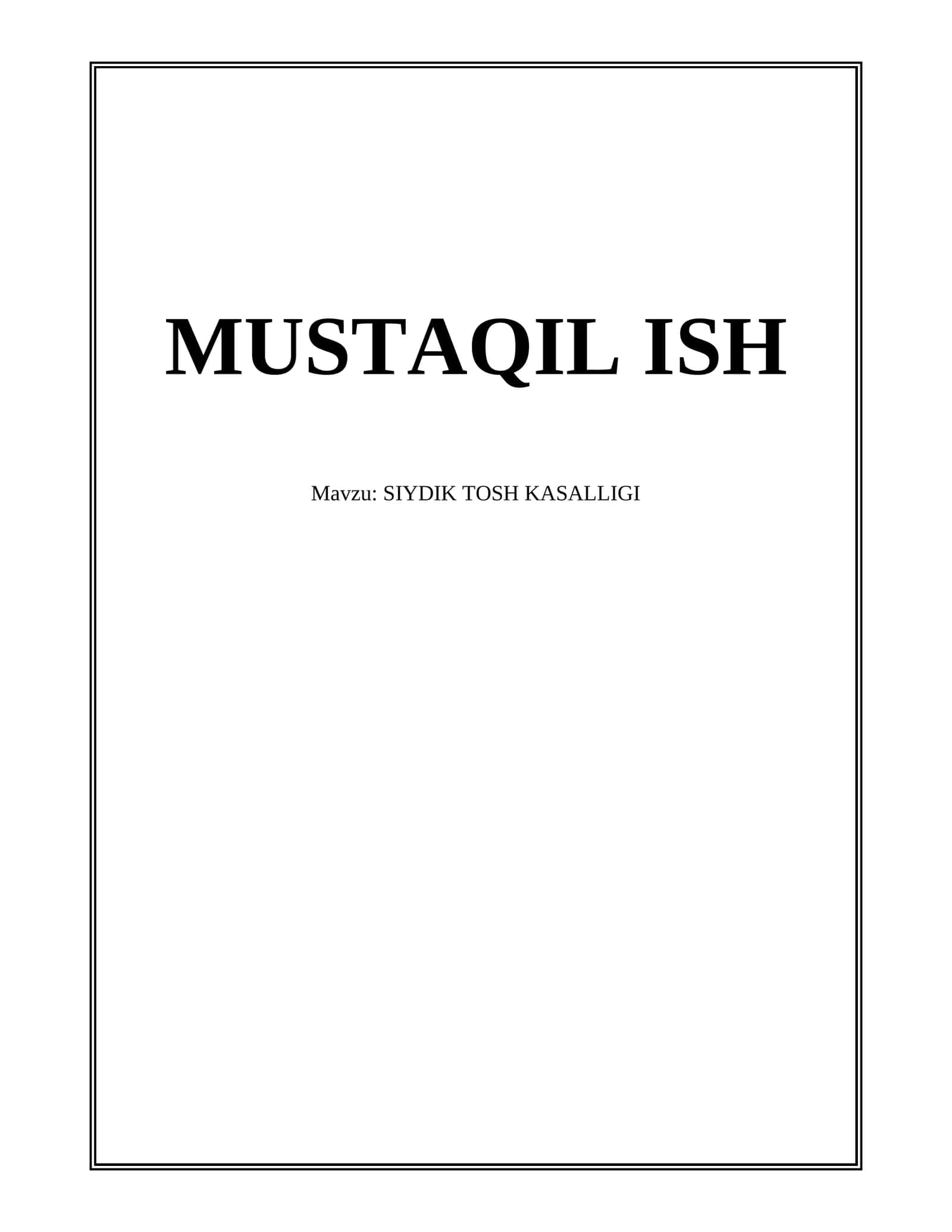 SIYDIK TOSH KASALLIGI