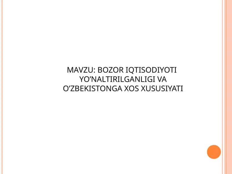 Bozoriqtisodiyotiga yo’llari