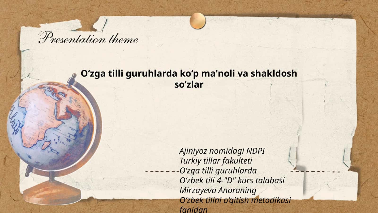 O‘zbek tilini o‘qitish metodikasi fanidan