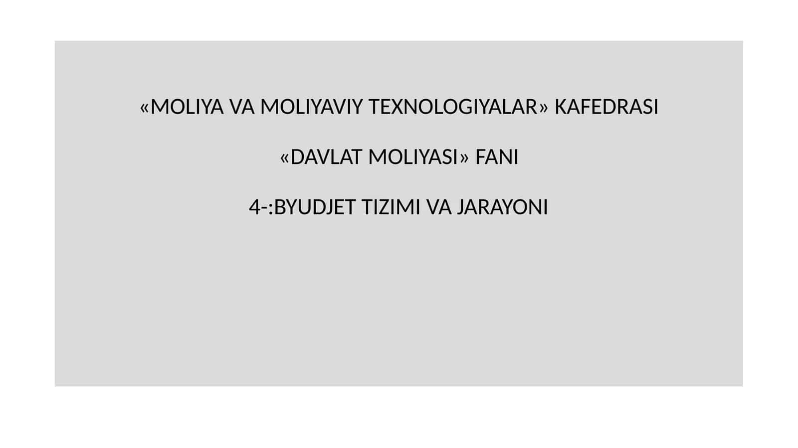 DAVLAT MOLIYASI