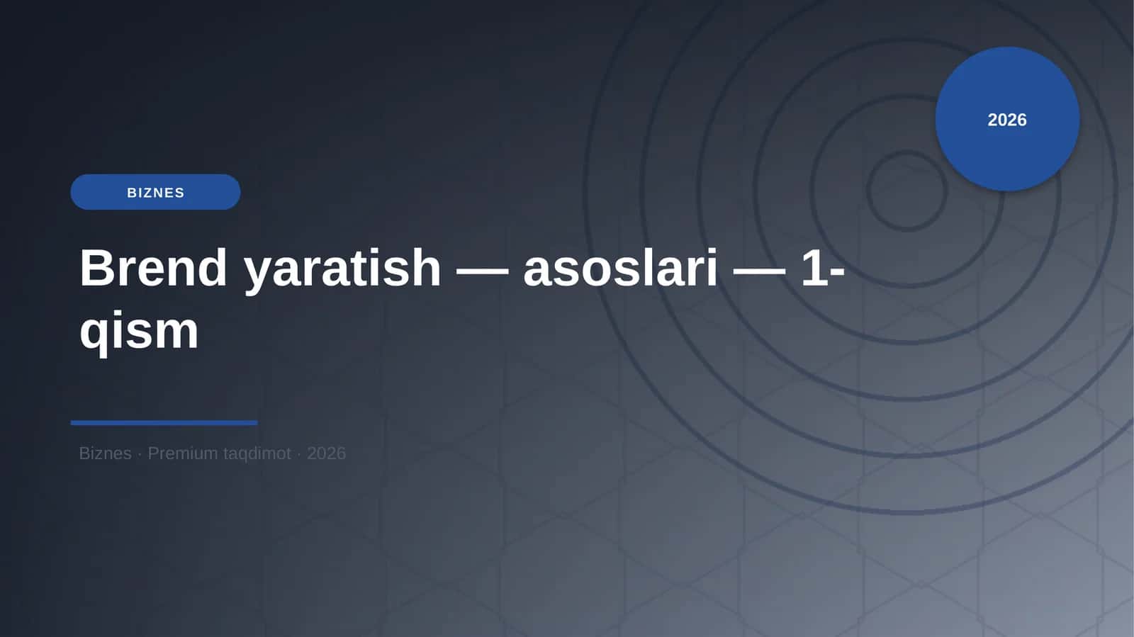 Brend yaratish — asoslari — 1-qism