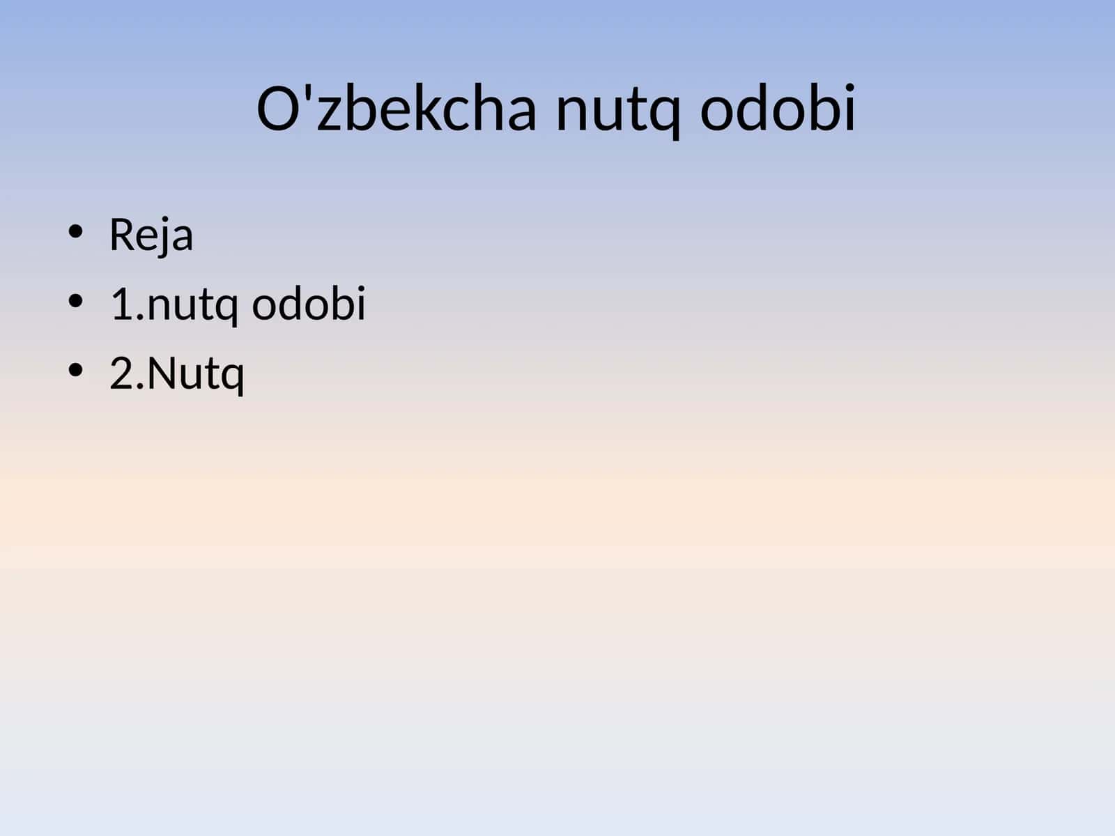 O'zbekcha nutq odobi