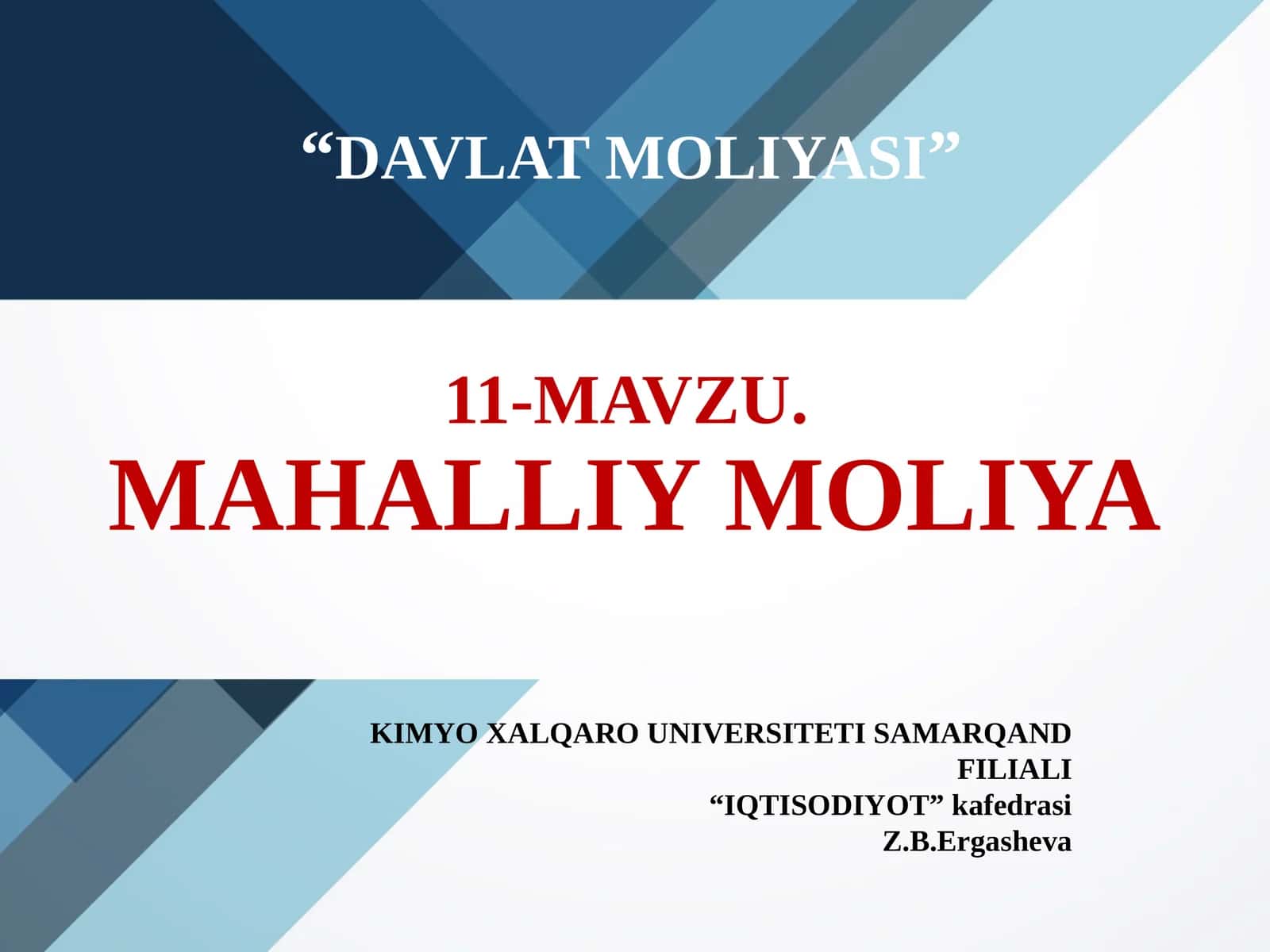 MAHALLIY MOLIYA