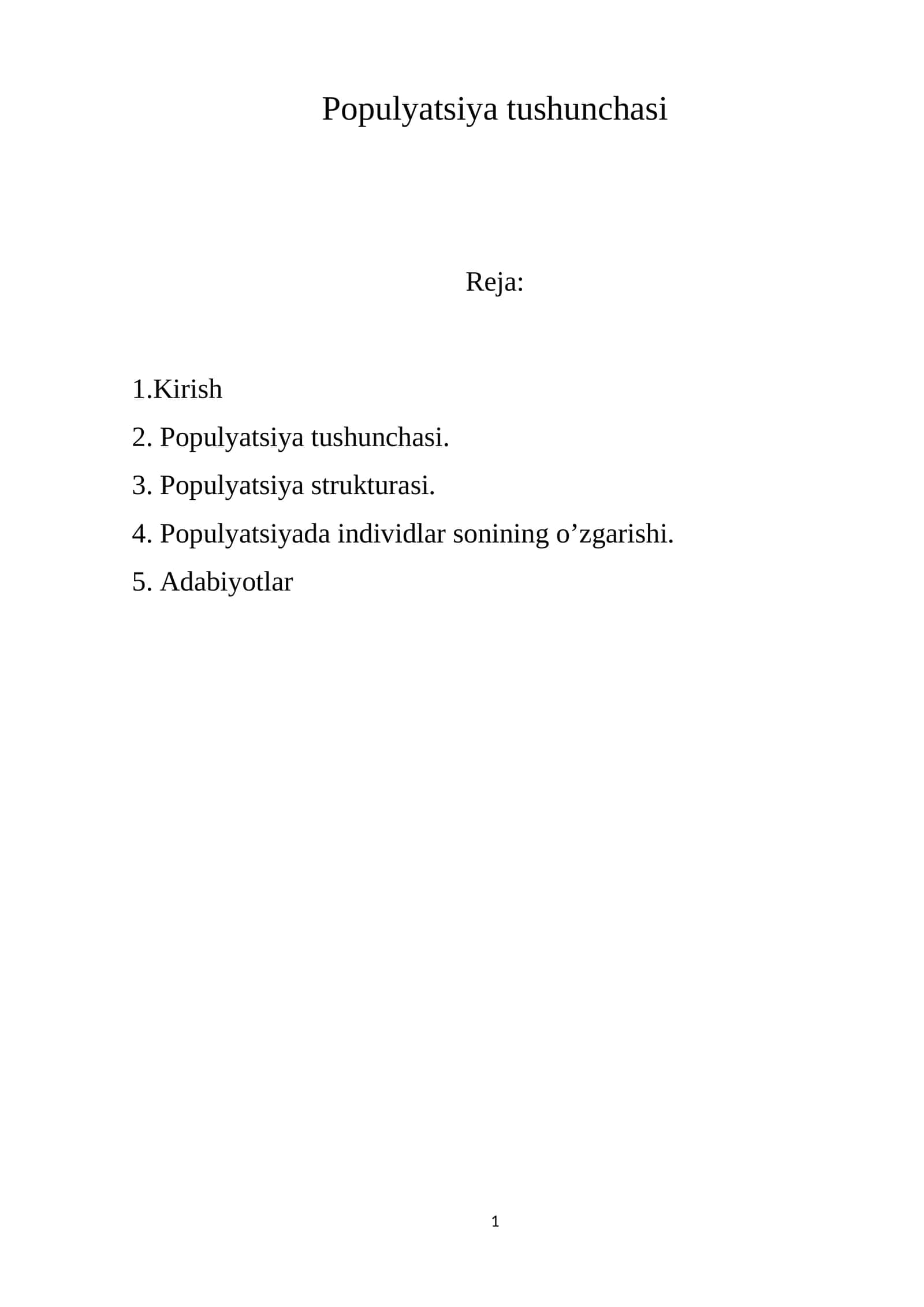 Populyatsiya tushunchasi