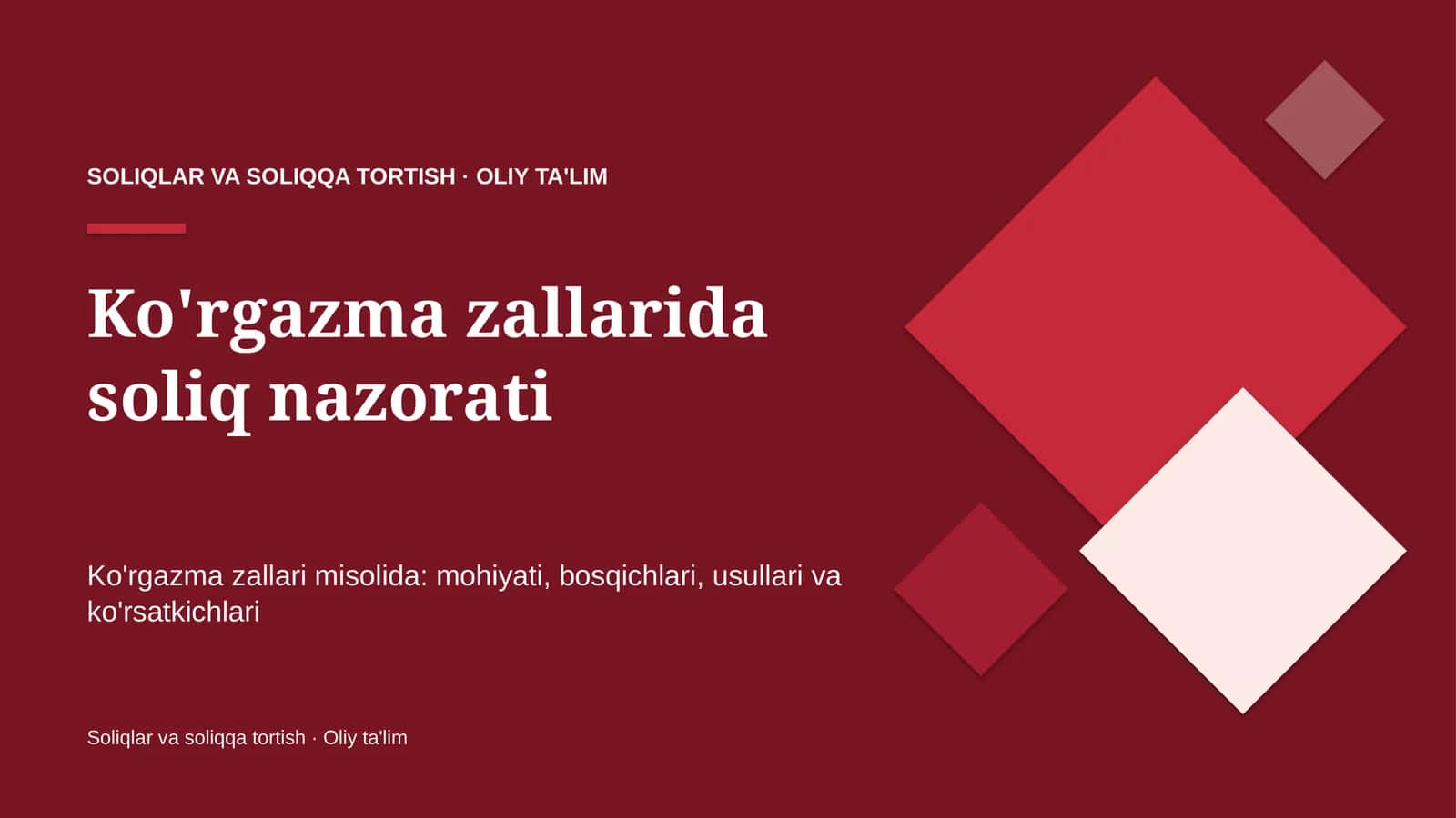 Ko'rgazma zallarida soliq nazorati