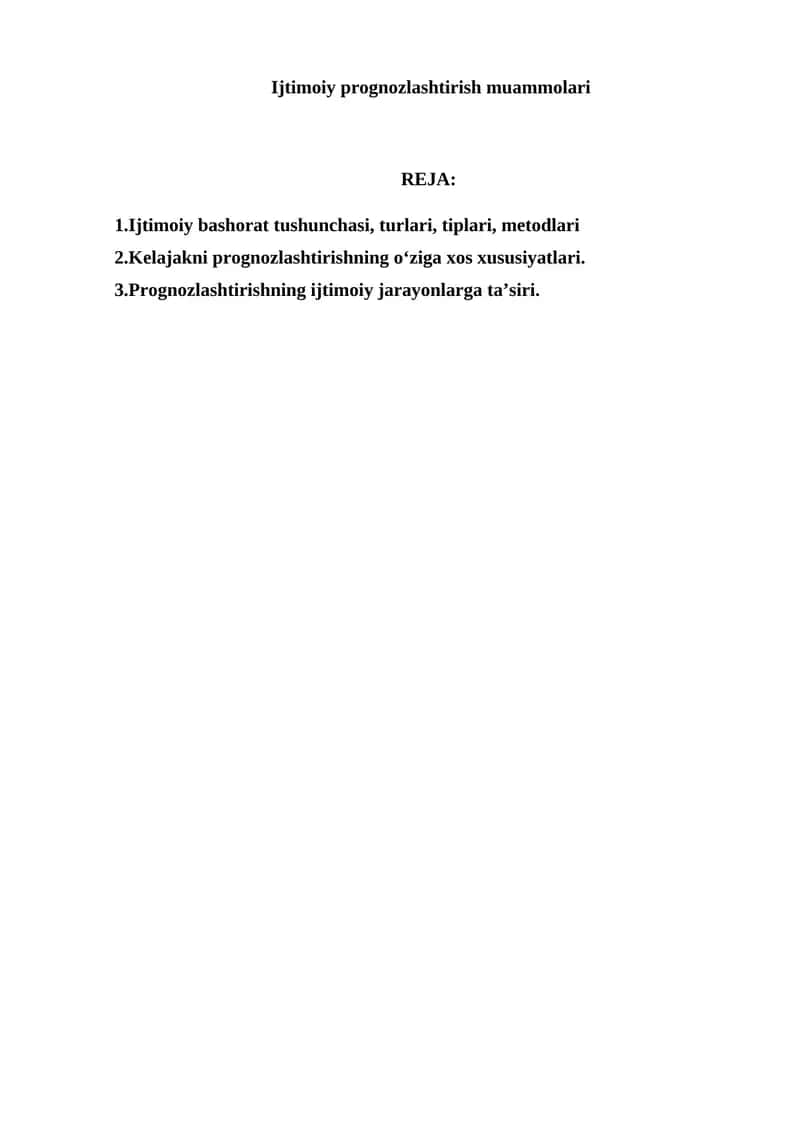 Ijtimoiy prognozlashtirish muammolari